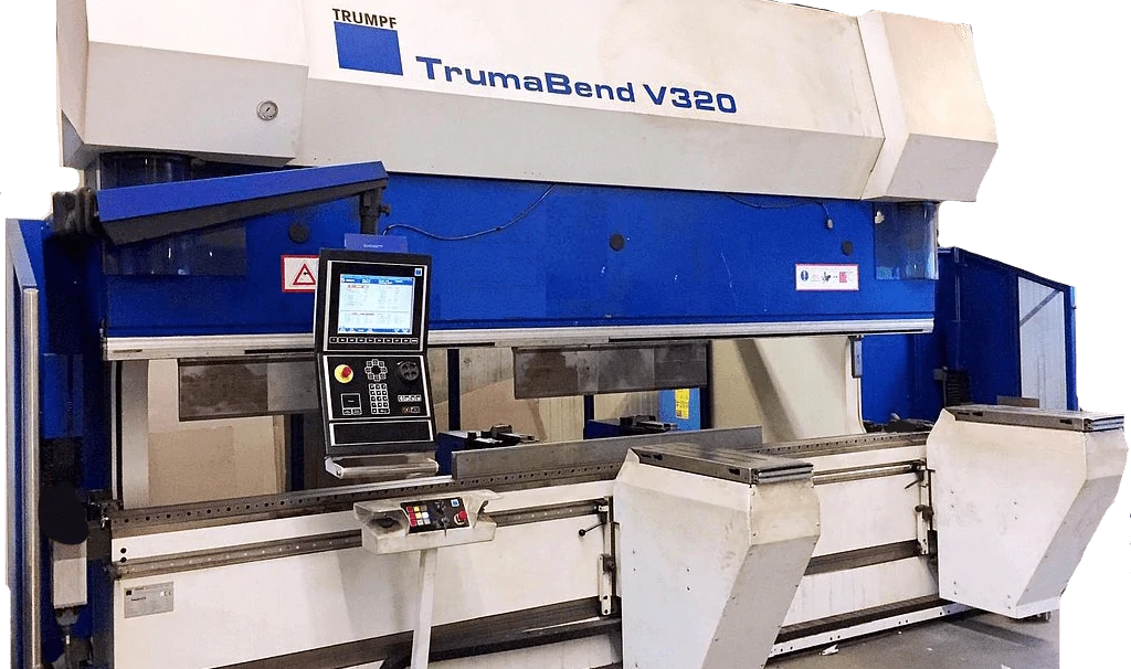 Trumpf press brake for sale. Trumpf V320 press brake retrofitted with the latest CNC graphical control and safety electronics. Trumpf press brake retrofits.